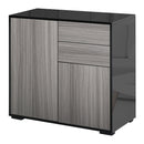 HOMCOM Side Cabinet with 2 Door Cabinet and 2 Drawer for Home Office Grey Black