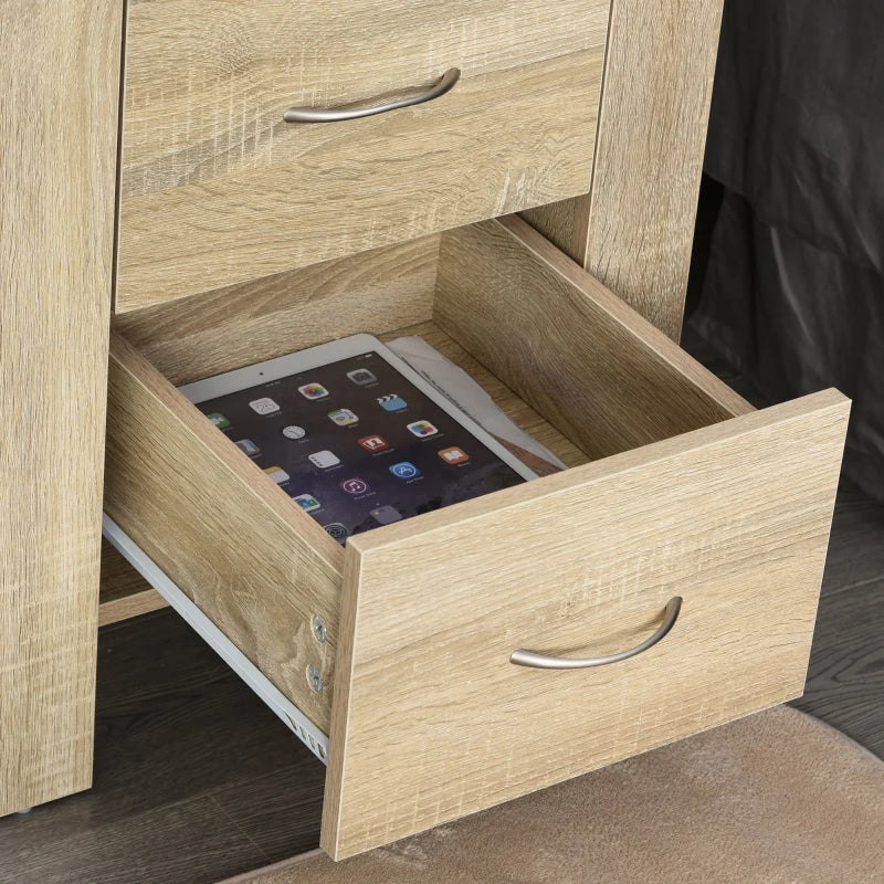 HOMCOM Bedside Table with 2 Drawers 54x48x39cm - Oak