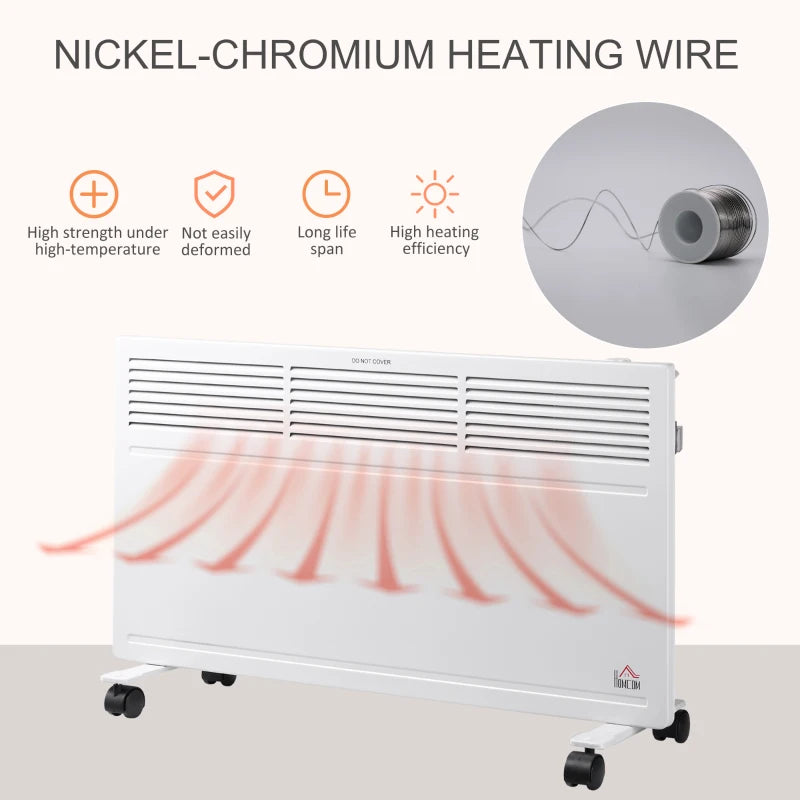 HOMCOM Convector Radiator Heater Freestanding or Wall-mounted w/ Adjustable Thermostat