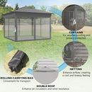 Outsunny 3x3(m) Pop Up Gazebo w/ Solar-Powered LED Lights Curtain Netting Grey