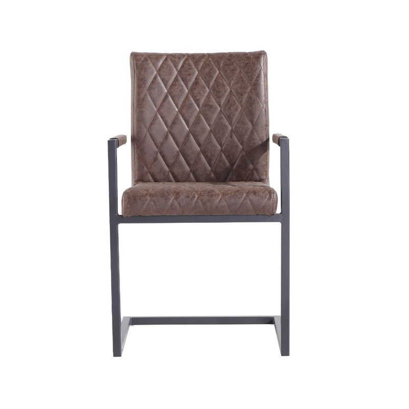 Pair of Darwen Diamond Stitch Carver Chair - Brown