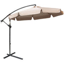 Outsunny 2.7m Garden Cantilever Banana Parasol Sun Shade w/ Crank, Light Brown