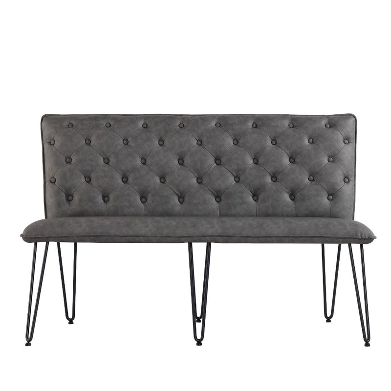 Darwen Studded Back Bench - Grey