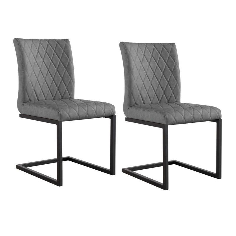 Pair of Darwen Diamond Stitch Dining Chair - Grey