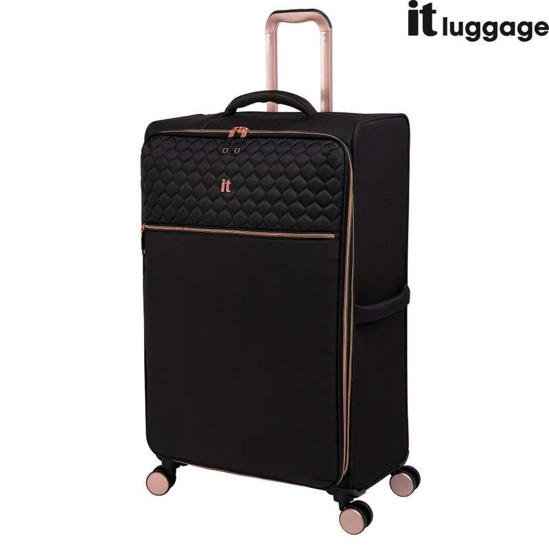 IT Luggage Divinity Black Rose Gold 8 Wheel Suitcase