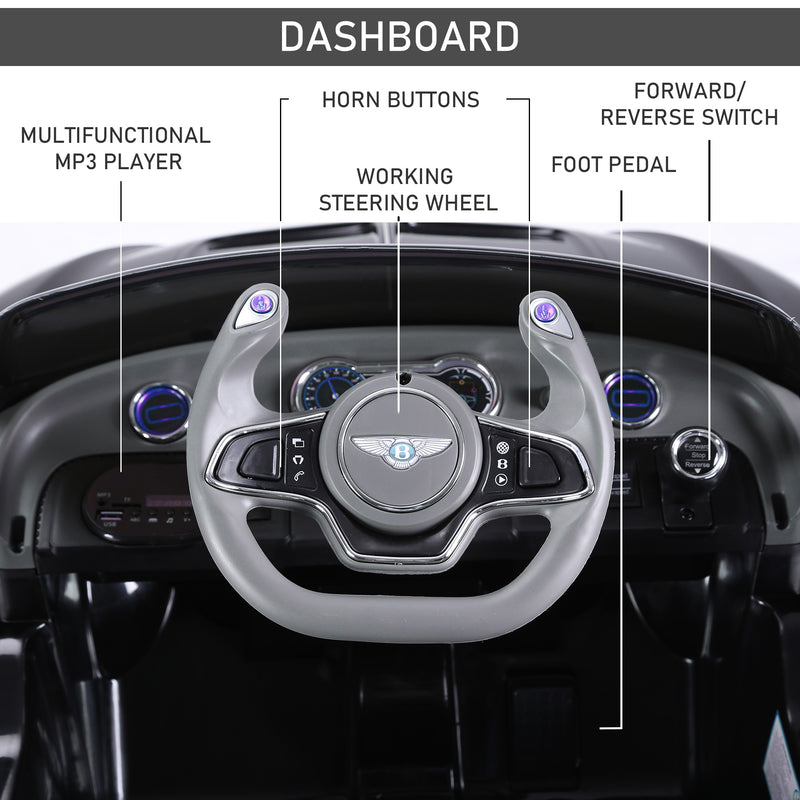 HOMCOM Electric Ride On Car Bentley - Black 6V Battery