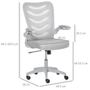 Vinsetto Mesh Office Chair for Home Swivel Task Desk Chair with Lumbar Back Support Flip-Up Arm Adjustable Height Grey Computer w/