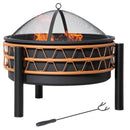 Outsunny Outdoor Fire Pit Portable Firebowl w/ Cover Poker For Patio Backyard