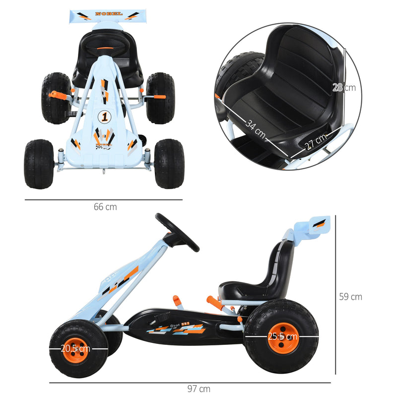 HOMCOM Kids Pedal Go Kart - Blue/Orange