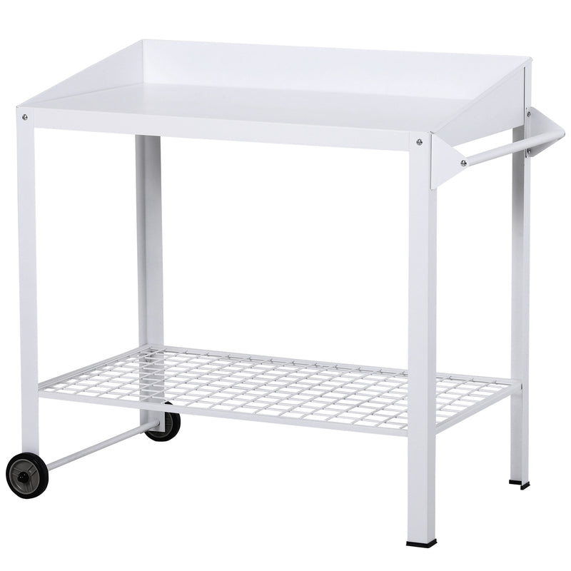Outsunny Metal Outdoor Garden Potting Bench White