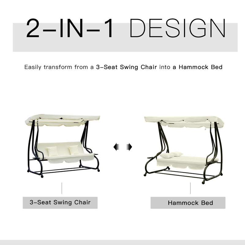 Outsunny 3 Seater Swing Bench - White
