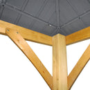 Outsunny 3x(3)M Outdoor Hardtop Gazebo Canopy with 2-Tier Roof and Solid Wood Frame Outdoor Patio Shelter for Patio, Garden, Grey
