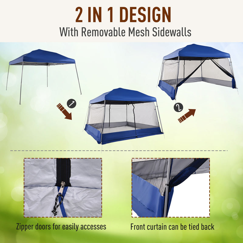 Outsunny Pop Up Canopy With Inclined Legs