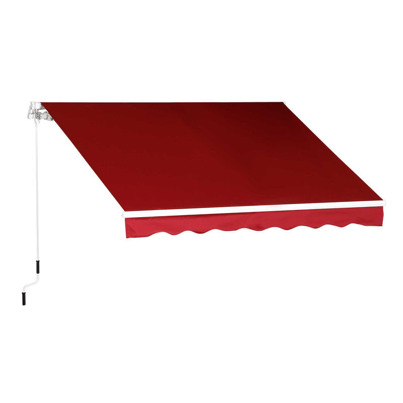Outsunny 2.5m x 2m Garden Patio Manual Awning Canopy w/ Winding Handle Red