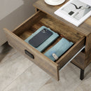 HOMCOM Retro Bedside Table Metal Frame Bedroom Side Table w/ 2 Drawers Coffee