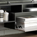 HOMCOM TV Cabinet Unit w/ Wall-Mounted Shelf, Open Shelves Black and Brown