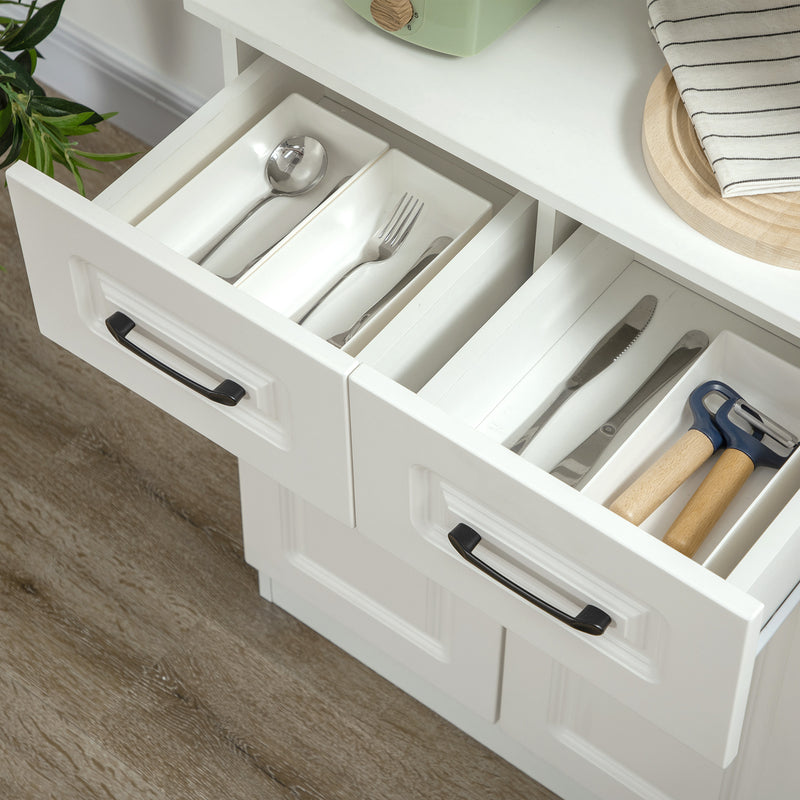 HOMCOM Kitchen Cupboard Storage Cabinet Adjustable Shelves, Countertop,White