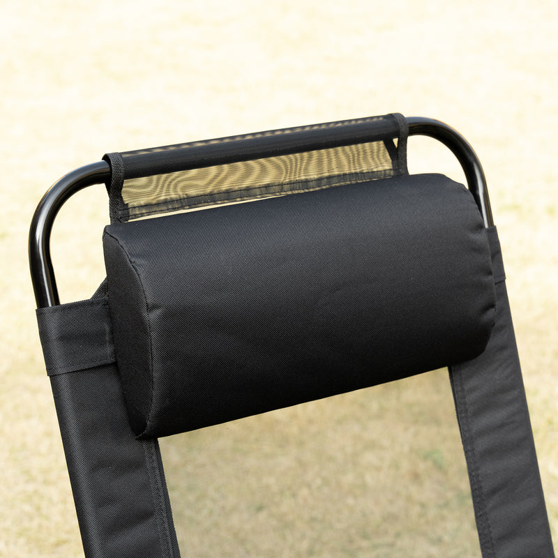 Outsunny Set of 2 Metal Portable Folding Recliner w/ Adjustable Backrest, Black