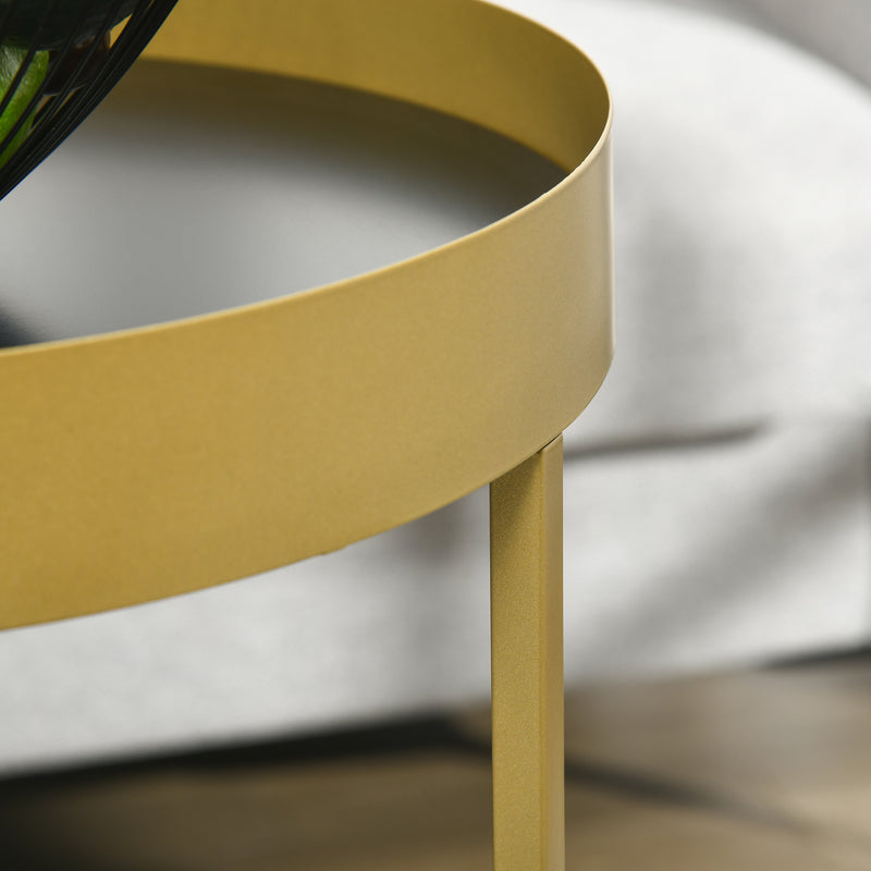 HOMCOM Nesting Coffee Tables Set Of 2 Modern Gold End Tables Home Office