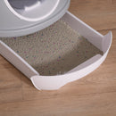 PawHut Futuristic Capsule-Shaped Cat Litter Box w/ 2 Doors Scoop Drawer Grey
