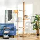 PawHut 260cm Floor To Ceiling Cat Tree Kitten Tower w/ Adjustable Height - Brown