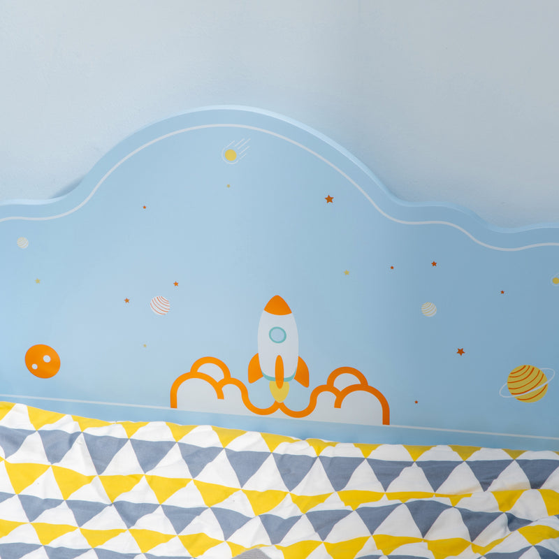 ZONEKIZ Toddler Bed w/ Space-themed Patterns, for Boy, Girls, Ages 3-6 Years