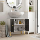 kleankin Under Sink Storage Cabinet W/ Solid Wood Legs and Adjustable Shelf
