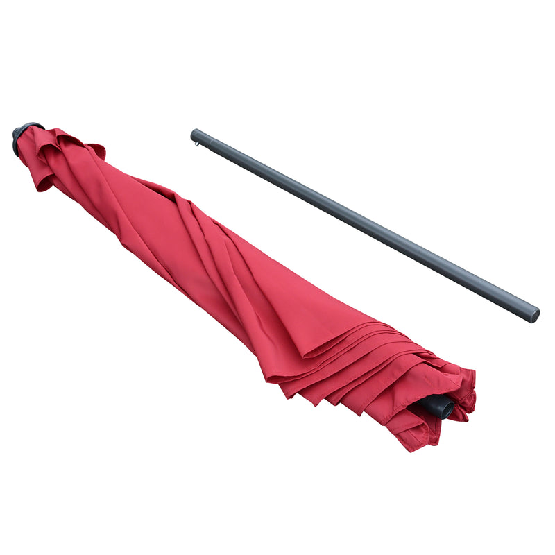 Outsunny 2.8m Patio Umbrella Parasol Outdoor Table Umbrella 6 Ribs Wine Red