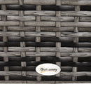 Outsunny Side Table Furniture Tempered Glass Garden Patio Wicker Mixed Grey