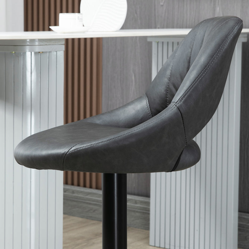 HOMCOM Barstools Set of 2 Adjustable Swivel Height Gas Lift PU Leather Chairs