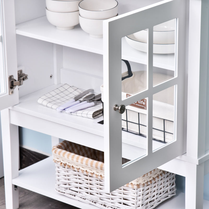 HOMCOM Modern Kitchen Sideboard Storage Cabinet w/ Adjustable Shelf – White