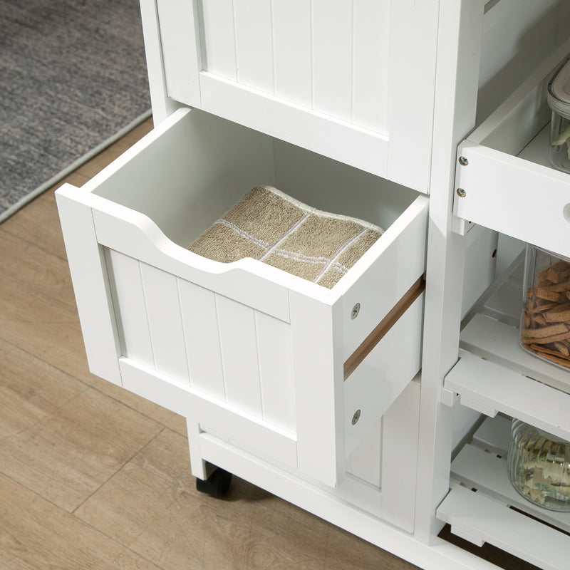 HOMCOM Rolling Kitchen Island Cart, Bar Serving Cart, Compact Trolley White