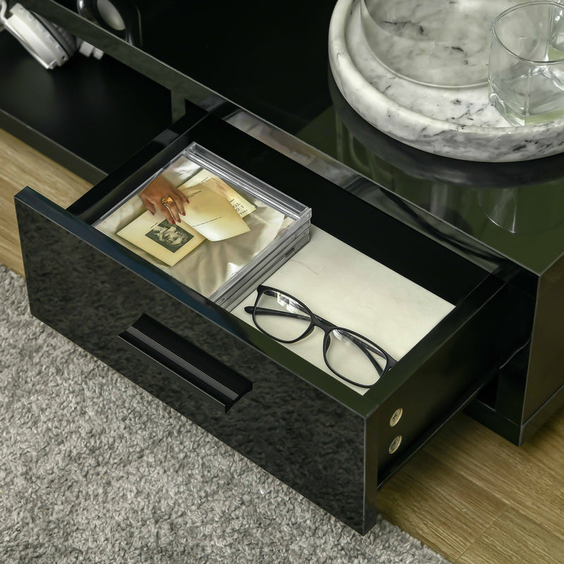 HOMCOM TV Stand for TVs up to 45" TV Cabinet W/ Storage Drawer High Gloss Black