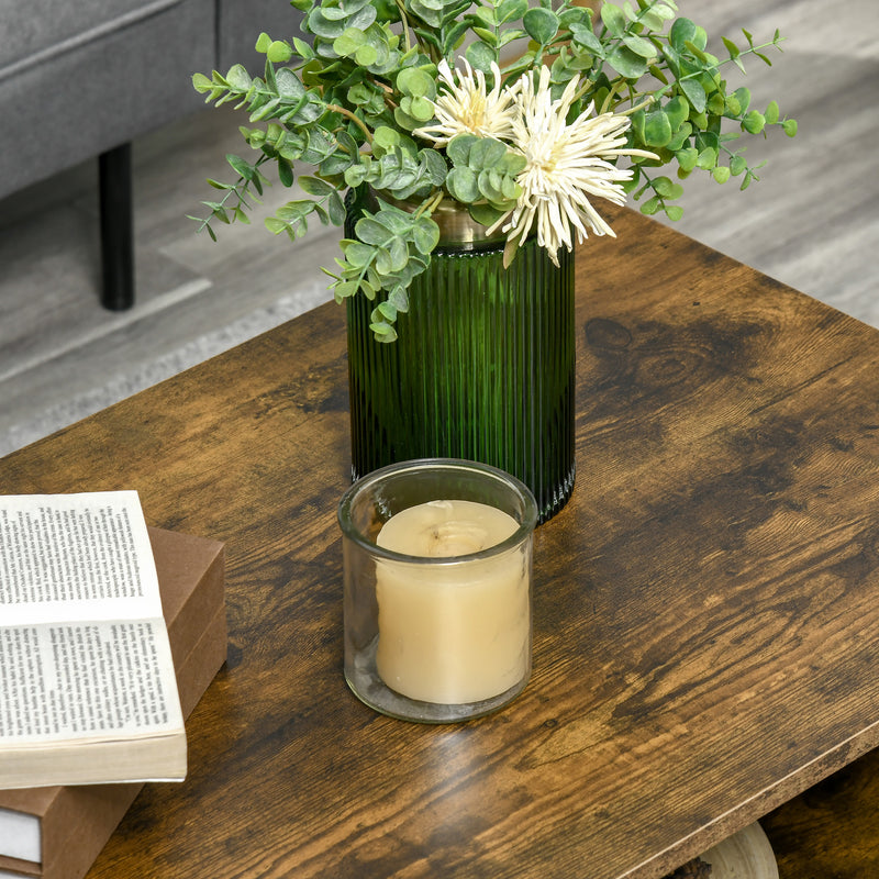 HOMCOM Coffee Table, Retro Cocktail Table W/ Storage Compartments, Rustic Brown