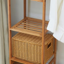 HOMCOM Bamboo Clothes Rail Garment Rack with 6 Tier Storage Shelf Hanging Rod