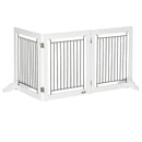PawHut Foldable Wooden Pet Gate w/ 3 Panels 2 Support Feet for Small Dogs White