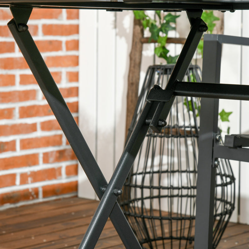 Outsunny Folding Rectangular Garden Dining Table For 6 With Parasol Hole