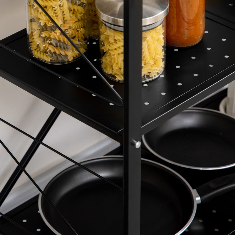 HOMCOM 3-Tier Utility Cart, Rolling Storage Trolley for Kitchen, Living Room