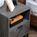 HOMCOM Bedside Table, Sofa Side Table W/ Drawer and Shelf Living Room, Bedroom