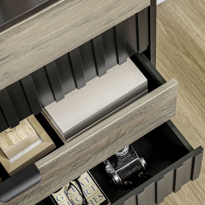 HOMCOM Chest of Drawers, 4 Drawer Storage Cabinet Organiser Bedroom, Grey