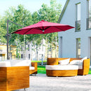 Outsunny 3(m) LED Cantilever Parasol Outdoor with Base Solar Lights Red