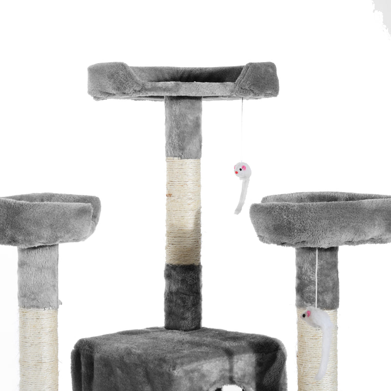 PawHut Cat Tree Scratcher Activity Centre, Condo Scratching Post Toy Bed