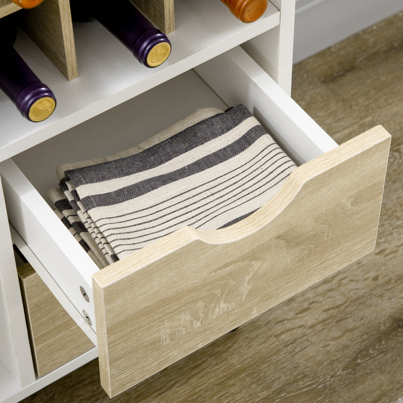 HOMCOM Kitchen Sideboard Storage Cabinet with Removable Wine Holder, Natural