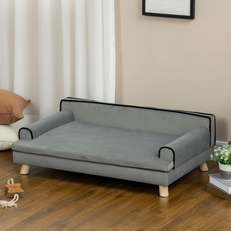 PawHut Dog Sofa w/ Legs, Water-Resistant Fabric for Large, Medium Dogs - Grey