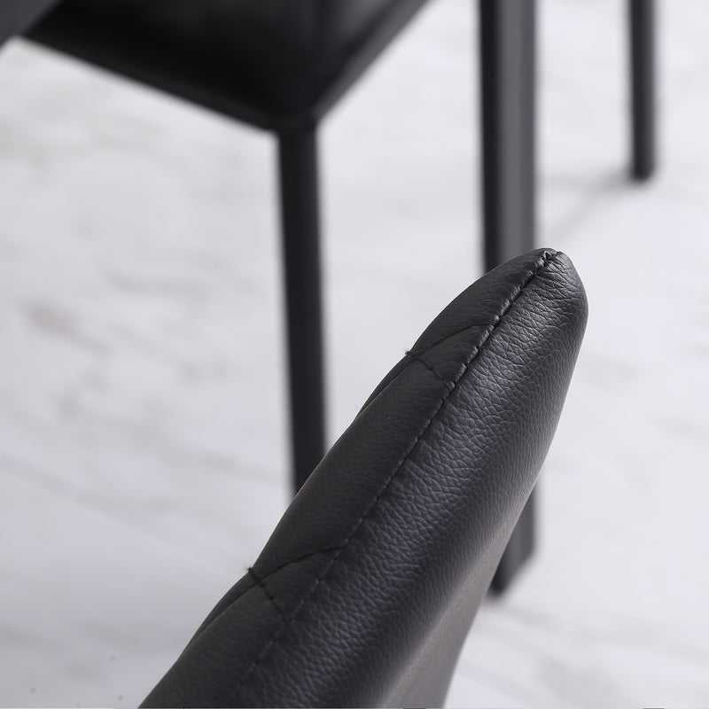 HOMCOM Dining Chairs Faux Leather Accent Chairs for Kitchen, Set of 4, Black
