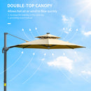 Outsunny 3m Cantilever Parasol Solar Lights Power Bank Base 360° Spin Beige