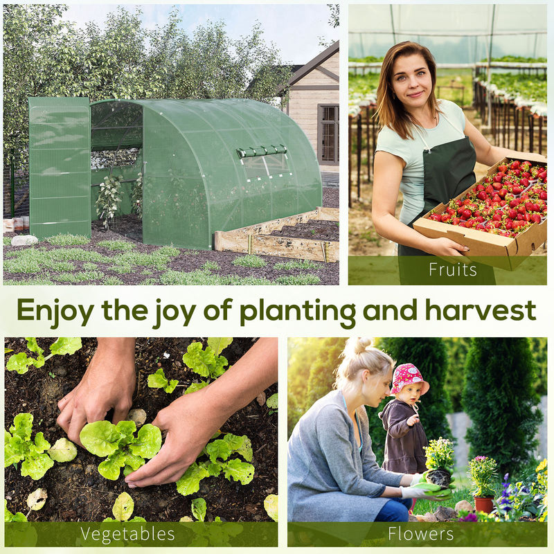 Outsunny  4 x 3M Reinforced Walk-in Polytunnel Garden Greenhouse Steel Frame