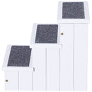 PawHut 3 Step Wooden Dog Steps Pet Stairs Cat Ladder for Bed with Storage White