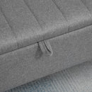 HOMCOM Storage Ottoman Bench, Linen Fabric Footstool with Steel Legs Grey