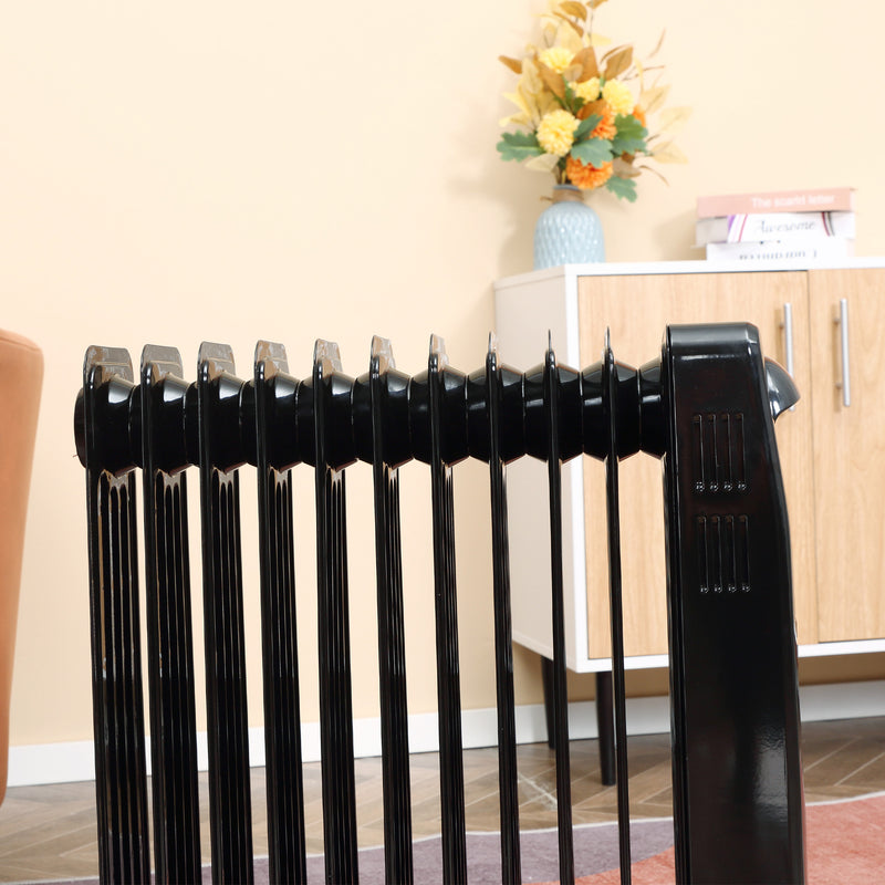 HOMCOM 2720W Oil Filled Portable Radiator Heater w/ Remote Control - Black